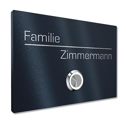 Klingelschild aus V2A Edelstahl mit Gravur von Graviers Design – Pulverbeschichtet in RAL 7016 – LED Klingeltaster – Türklingel – Made in Germany Klingelschild aus V2A Edelstahl mit Gravur von Graviers Design – Pulverbeschichtet in RAL 7016 – LED Klingeltaster – Türklingel – Made in Germany von Graviers Design