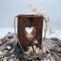 Laterne Mittel, Windlicht Mit Glaseinsatz, Ausschnitt Herz, Geschenk Zum Muttertag von Graviertechnik