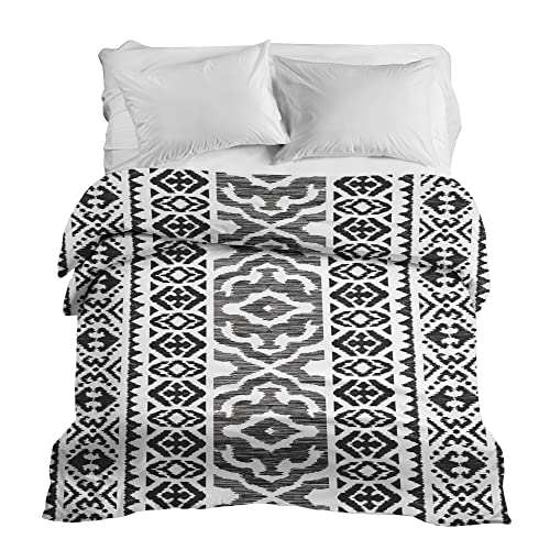 Gravity Gewichtsdecke Bezug - Schlaufen Bezugssystem mit Reißverschluss Baumwolle Deckenbezug für Erwachsene/Jugendliche Größe 150x220cm Ornament orientalisch Muster schwarz weiß von Gravity
