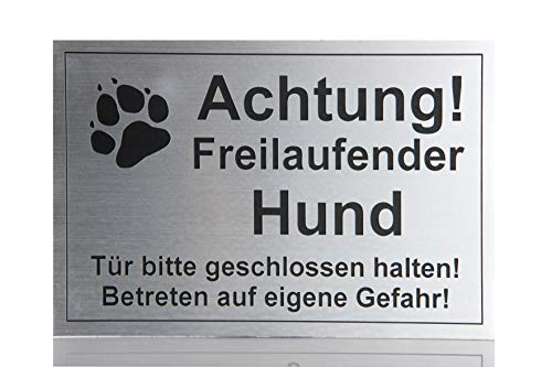 Gravola Warnschild Achtung freilaufender Hund, Tor geschlossen Schild Hundeschild neu von Gravola