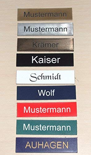 Gravola 1 Stueck-Klingelschild selbstklebend MADE IN GERMANY -Tuerschild-Namensschild-Briefkastenschild-mit-Gravur, Schwarz, Kunststoff von Gravola