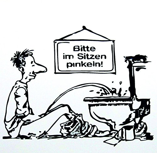 Gravola Bitte im Sitzen Pinkeln, WC Schild, Toilettenschild, Gravur, 15x10 cm, Weiß, Acryl, Anweisungsschild, Schild, Simplistisch, 340709011 von Gravola