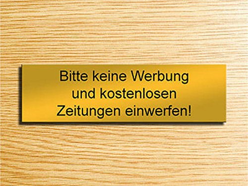 Briefkastenschild - Bitte Keine Werbung & Zeitung einwerfen! (Gold) von Gravola