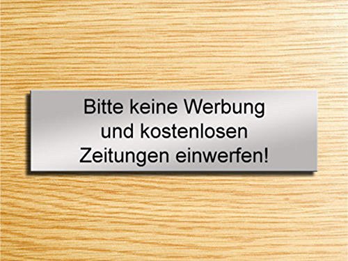 Gravola Briefkastenschild - Bitte Keine Werbung & Zeitung einwerfen! (Silber) von Gravola