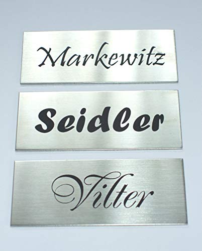 Edelstahl,V2A,Klingelschild,Namensschild,Türschild, Briefkastenschild, 80x40 mm Selbstklebend von Gravola