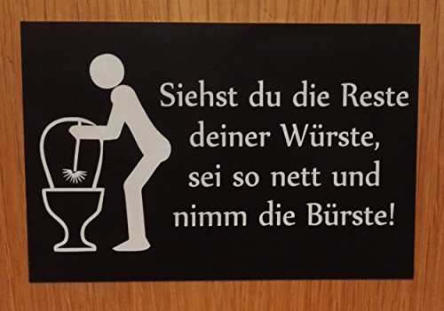 Gravola Toilettenschild Lustiges Schild WC Toilette sauber halten Klebeschild (Schwarz) von Gravola