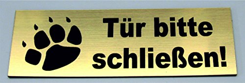 Torschild Gold Tor bitte schließen,12 x 4 cm Gravur Schild Hundeschild Hinweisschild von Gravola