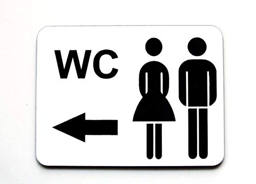 WC Schild, Richtung Damen, Herren, Toilettenschild, Gravurschild, Türschild,150 x 110 mm von Gravola
