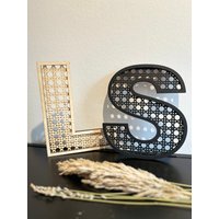 Rattan Buchstaben Aus Holz/A-Z Deko-Buchstaben Namenbuchstabe Buchstabe in Rattanoptik von GravurCrafts