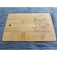 Kinder Frühstücksbrett Fee Elfe Brettchen Brett Personalisiert Name Holzbrett Gravur Schneidebrett Bambus von GravurHandwerk