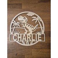 Türschild, Namensschild, Kinderzimmer, Dinos, Holz Türschild, Namensschild, Kinderzimmer, Dinos, Holz von GravurHerzenswelt