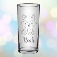 Kinder Trinkglas Mit Gravur, Personalisiert Namen, Wunschtext, Fuchs Motiv, Wasserglas, Graviert, Geschenk von LiasWerkstatt