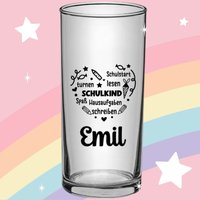 Personalisierbares Trinkglas Zum Schulanfang - Einzigartiges Geschenk Für Mädchen Oder Jungen Mit Namen von LiasWerkstatt
