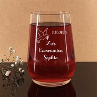 Trinkglas Gastgeschenk Taufe Kommunion Geburt Geschenkidee Junge Mädchen von GravurMeisterArtikel
