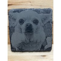 Fotogravur Auf Schiefer, Portrait Schieferuntersetzer, Tassen Untersetzer von GravurStubeDesign