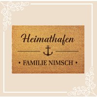 Personalisierte Fußmatte Heimathafen Personalisiert Familie/Individuell Dekorativ Unikat Kokosfußmatte Türmatte Türvorleger von GravurXpress