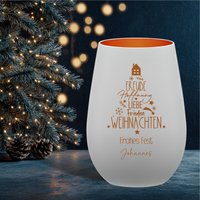 Windlicht „Weihnachtsbaum Aus Worten" | Personalisiertes Weihnachtsgeschenk Mit Name Frohes Fest Stölzle Elements Design von GravurZauberhaft