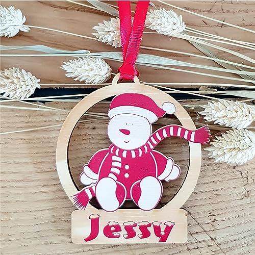 Gravure Events Christbaumkugel mit Namen - Personalisierte Weihnachtskugel Holz mit Name. Personalisiertes Geschenk. Inklusive Farbband zum Aufhängen – Weihnachtsbaumkugeln DS3 von Gravure Events