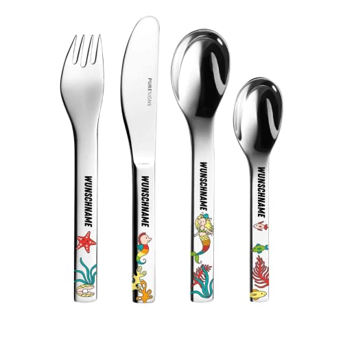 Meerjungfrau Prinzessin Kinderbesteck mit Gravur - Kinderbesteck mit Namensgravur - Besteck personalisiert - Taufgeschenk Mädchen - Personalisiertes Geschenk Kinder 4-teilig Meerjungfrau Prinzessin Kinderbesteck mit Gravur - Kinderbesteck mit Namensgravur - Besteck personalisiert - Taufgeschenk Mädchen - Personalisiertes Geschenk Kinder 4-teilig von Gravurtech