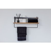 Schwimmendes Badezimmerregal Mit Handtuchhalter, Küchenregal, Wandregal Handtuchhalter Holz von GrawFurniture