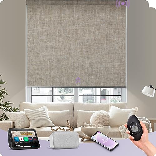 Graywind Verdunkelung Elektrische Rollo mit Wiederaufladbar Motor, nach Maß Wärmedämmung Smart Fensterrollo Kompatibel Alexa Google, Sonnenschutz Motorisierte Rollo mit Fernbedienung, Light Coffee Graywind Verdunkelung Elektrische Rollo mit Wiederaufladbar Motor, nach Maß Wärmedämmung Smart Fensterrollo Kompatibel Alexa Google, Sonnenschutz Motorisierte Rollo mit Fernbedienung, Light Coffee von Graywind
