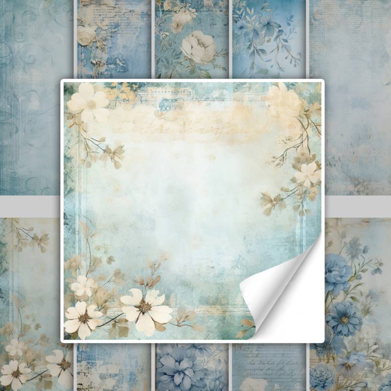 Fliesenaufkleber Blaue Shabby Chic Floral von Graz Design