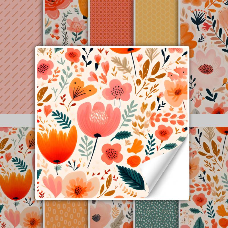 Fliesenaufkleber Blumen Vintage Orange Gelb Farben von Graz Design