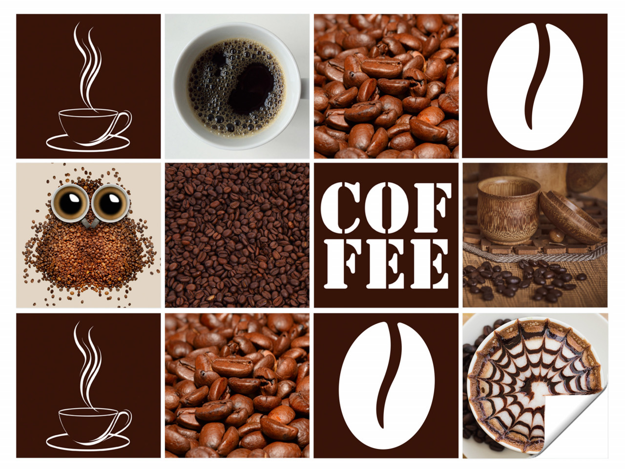 Fliesenaufkleber Küche Kaffee Motive mit Tassen - 12 Stück von Graz Design