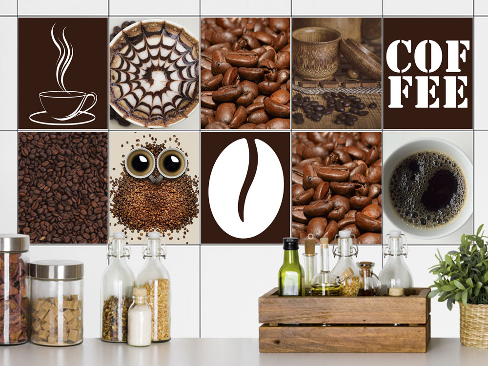 Fliesenaufkleber Küche Kaffee in Braun von Graz Design