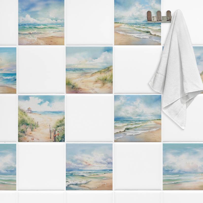 Fliesenaufkleber Maritim Strand Aquarell von Graz Design