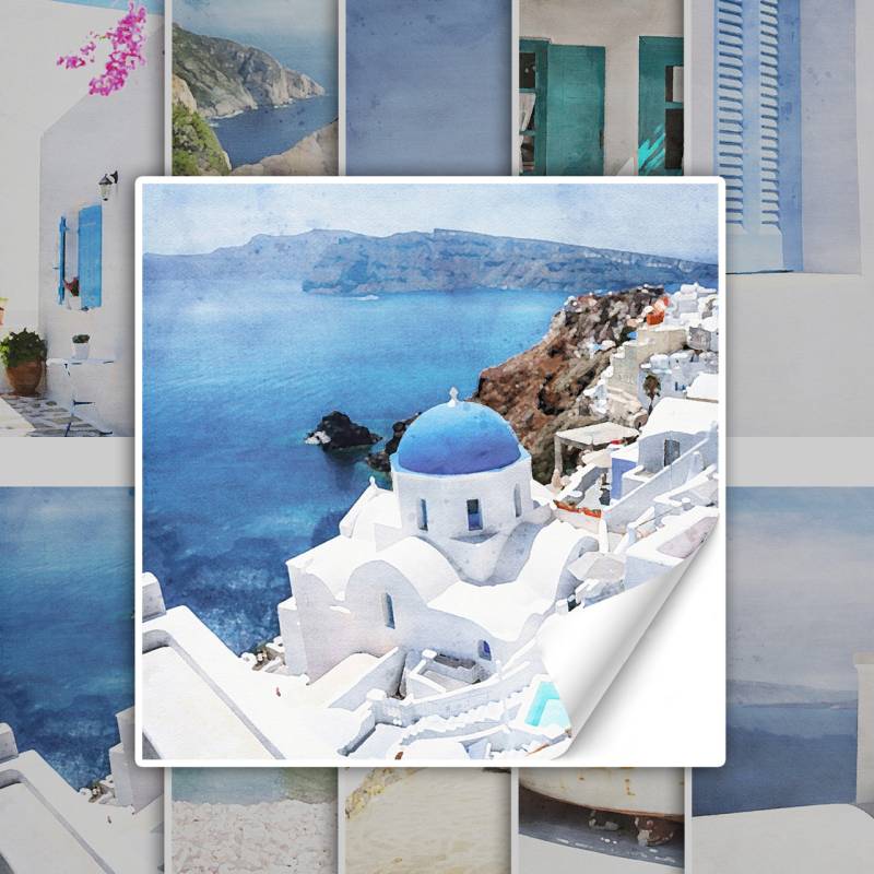 Fliesenaufkleber Mediterran Griechenland Aquarell von Graz Design
