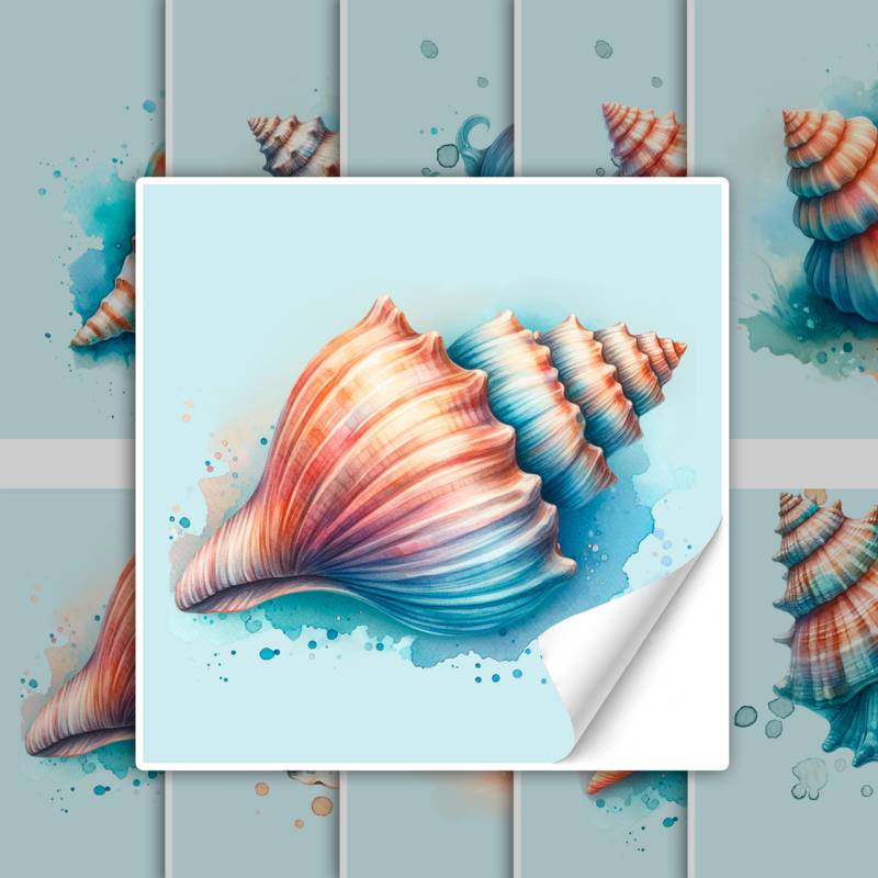 Fliesenaufkleber Muscheln in blau von Graz Design
