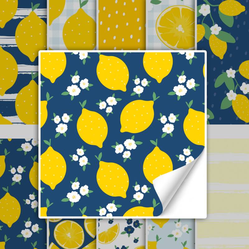 Fliesenaufkleber Zitronen Gelb Blau von Graz Design