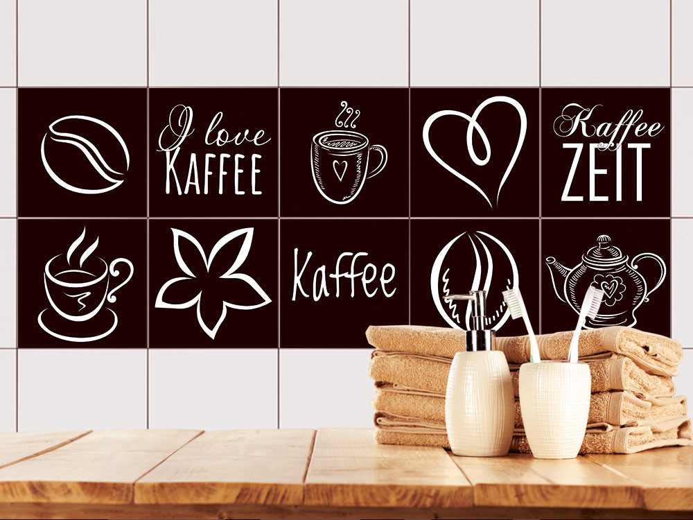 Fliesenaufkleber für Küchenfliesen Kaffee-Zeit Motiv von Graz Design