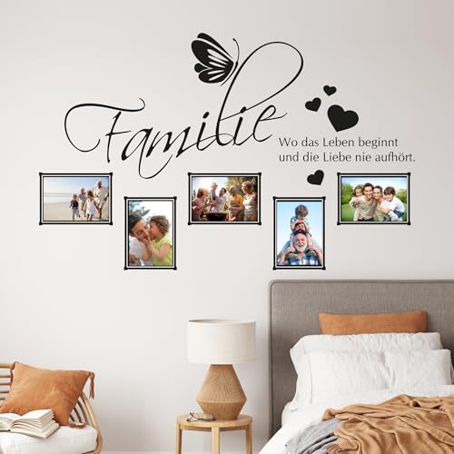 GRAZDesign Wandtattoo Fotorahmen Bilderrahmen Familie Herz Schmetterling Farbe Schwarz 90x57cm von Graz Design