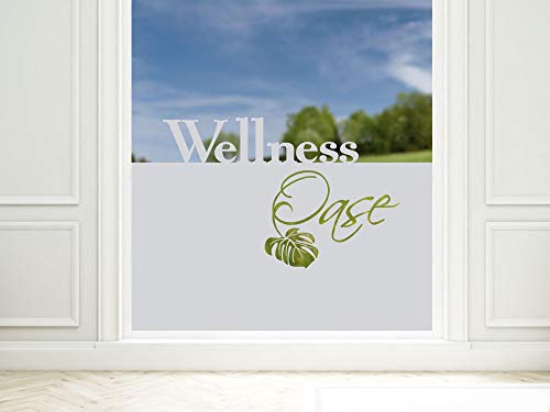 GRAZDesign Fensterfolie Bad Blickdicht - Sichtschutzfolie Wellnessoase Badezimmer - für Dusche & Fenster - 80x57cm / Silbergrau von GRAZDesign