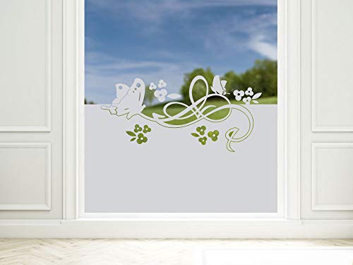 GRAZDesign Sichtschutzfolie Schmetterlinge/Blumen, blickdichte Glasdekorfolie, Matte Fensterfolie als Sichtschutz / 90x57cm von GRAZDesign