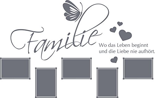 Graz Design Wandtattoo Bilderrahmen Fotowand selbst Gestalten Wand-Spruch Familie (90x57cm // 071 grau) von GRAZDesign