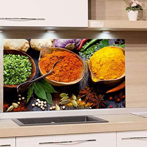GRAZDesign Küchenrückwand Glas Nischenrückwand Glas Orientalische Gewürze Spritzschutz Herd Gasherd Küchenbilder Küche, Glasrückwand, 80x50cm von GRAZDesign
