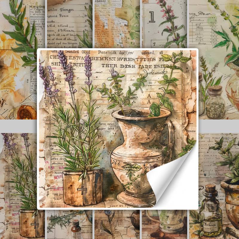 Vintage Fliesenaufkleber Küche Kräuter in grün von Graz Design