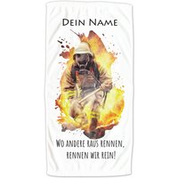 Handtuch Feuerwehr Mit Namen Personalisiert | Badehandtuch Groß, Kinder & Erwachsene Badetuch Strandtuch Geschenke von GrazDesign