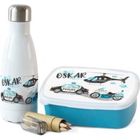 Geschenk Zur Einschulung Trinkflasche Mit Brotdose Polizei Polizeifahrzeuge Personalisiert Name Geburtstag Junge Schule Kindergarten von GrazDesign
