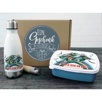 Einschulungsgeschenk Set Trinkflasche Mit Brotdose Name Personalisiert Drache Regenbogen Einschulungsgeschenk Set Trinkflasche Mit Brotdose Name Personalisiert Drache Regenbogen von GrazDesign