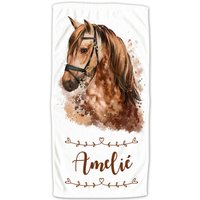 Handtuch Pferd Mädchen Personalisiert Mit Namen, Kinder Kuscheliges Badetuch Duschtuch Strandtuch, Personalisiertes Geschenk von GrazDesign