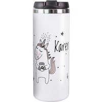 Kaffeebecher Einhorn Personalisiert Mit Namen, Coffee To Go Thermobecher Weiß Edelstahl Isoliert Geschenk Für Sie von GrazDesign