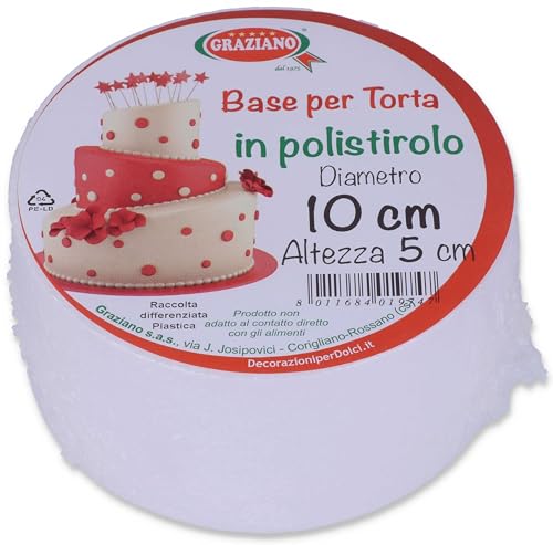 Graziano, Styroporplatte für Torten, runde Scheiben für Torten oder gefälschte Topper, ideal für Kindergeburtstage und Hochzeiten, Höhe 5 cm und Ø 10 cm von Graziano