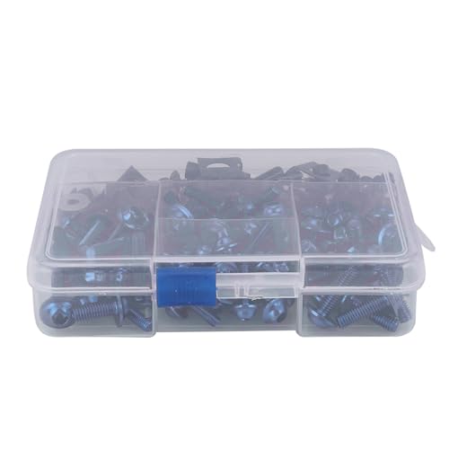 GRCFUMO Motorrad Bolt, Powersports -Satteltaschen, 177pcs Motorradschrauben Abkehle Bolzen Bolzen -Kit Universal M5 M6 Pass für Sportbikes (Blau) von Grcfumo