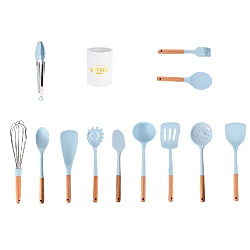Grcfumo 1 Set 12Pcs Silicone Kitchenware, Blue Non Stick Rubber Spatulas, Silicone Spoon Spatula, Flexible Scrapers Baking Mixing Tool for Kitchen Gadget von Grcfumo