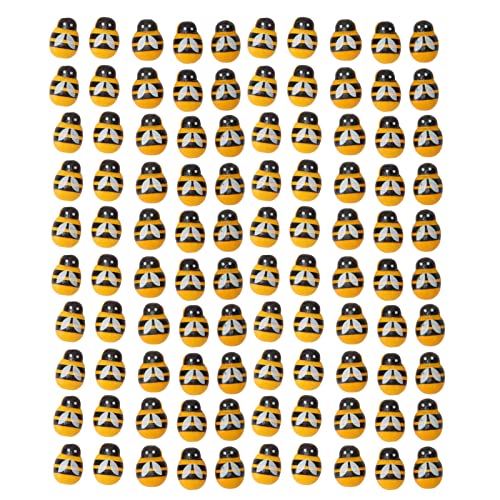 Grcfumo 100pcs hölzerne Bienendekor, Bienenaufkleber, niedliche lebhafte selbstklebende DIY -Handgestaltte Holzbiene Verzierung für Handwerkspartydekoration von Grcfumo