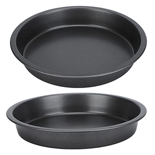 Grcfumo 2 Stück Pizzapfanne, runde Backform, antihaftbeschichtetes Pizzablech mit Karbonstahl für Küche, Bäckerei, Kuchen, Backgeschirr (9 Inch) von Grcfumo